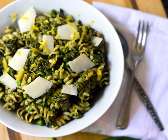 Lemon Pesto Pasta with Peas, Spinach and Asiago | Pumpkin Honey